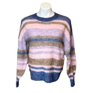 Cubus pastel striped wool/ alpaca crew neck sweater size M